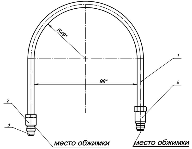 Конструктивная схема трубки запальника диаметром 6 мм, серия SIT 160